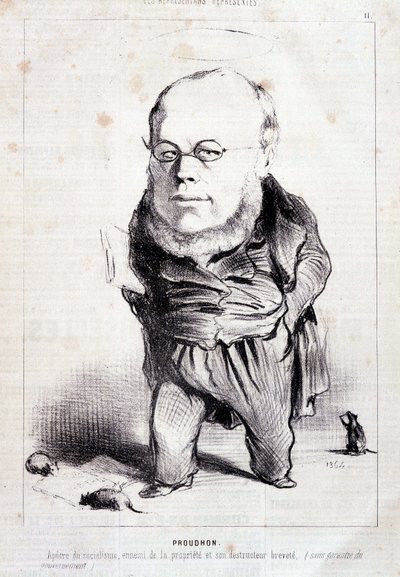 Proudhon, "" socialismens apostel, ejendomsfjende og dens patenterede ødelægger"" - af Daumier, i "" Charivari"" af 06/01/1849 af Honoré Daumier