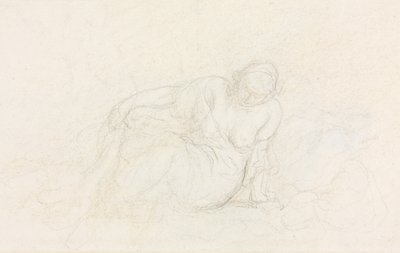 Tilbagelænet kvinde læner sig op ad sin arm (verso) af Honoré Daumier