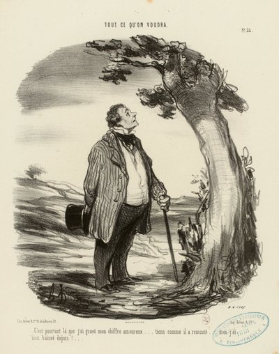 Alt, hvad man ønsker, nr. 35: Det var dog der, jeg indgraverede mit kærlighedstegn... af Honoré Daumier