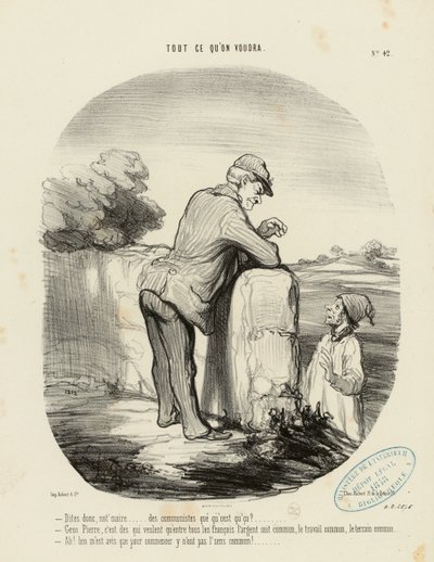 Alt hvad man vil, nr. 42: - Hør engang, hr. borgmester... kommunister, hvad er det for noget? ... af Honoré Daumier