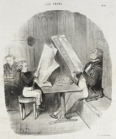 Et barn, der morer sig med lidt. Le Constitutionnel er nok for ham hele aftenen af Honoré Daumier