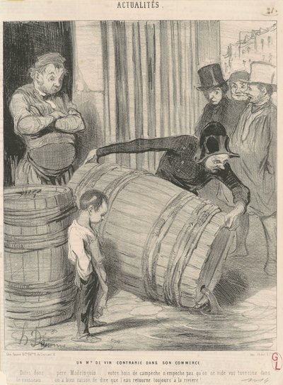 En vinhandler oprørt i sin forretning af Honoré Daumier