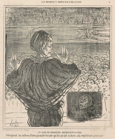 En første forestillingsaften af Honoré Daumier