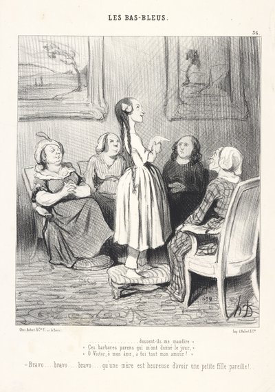 ... lad dem forbande mig! «Disse barbariske forældre, som gav mig livet,» «O Victor, o min sjæl, al min kærlighed er din!» Bravo... bravo... bravo... hvor er en mor lykkelig over at have sådan en lille datter! af Honoré Daumier
