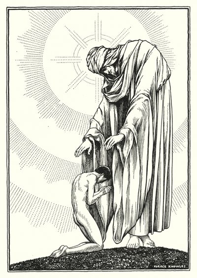 Illustration til Bjergprædikenen (kobberstik) af Horace J. Knowles