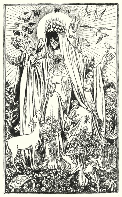 Rødbryst (litografi) af Horace J. Knowles