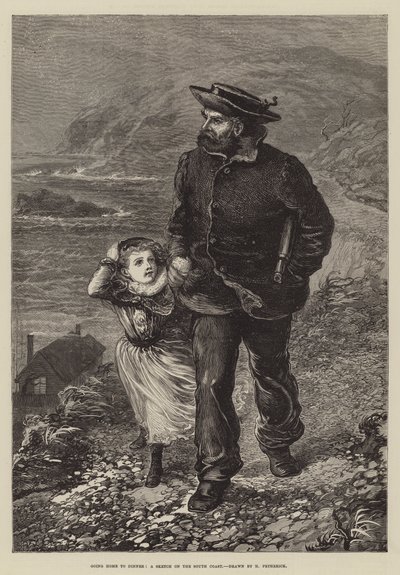 Går hjem til middag, en skitse på sydkysten af Horace Petherick
