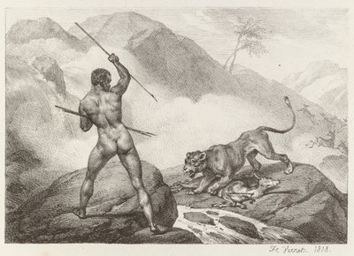 afrikansk jæger af Emile Jean Horace Vernet
