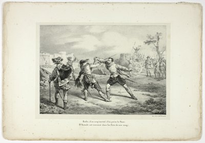 Endelig, med et fatalt slag, gennemborede han hendes side... af Horace Vernet