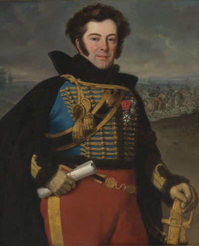 Portræt af Auguste-Frédéric Bonamour, Marquis de Talhouët 1788-1842 af Emile Jean Horace Vernet