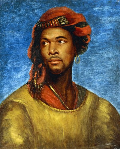 Portræt af en maur med en rød turban af Emile Jean Horace Vernet