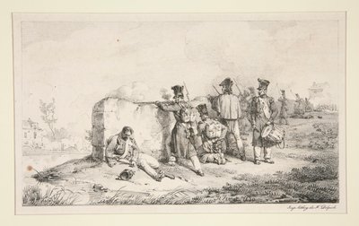 Soldater i træfninger af Emile Jean Horace Vernet