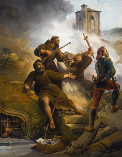 Den første belejring af Zaragoza, 1819. af Emile Jean Horace Vernet