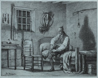 Manden-tjeneren af Limier rejser sig fra sengen af Emile Jean Horace Vernet