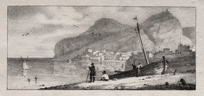 Udsigt over en havn af Emile Jean Horace Vernet