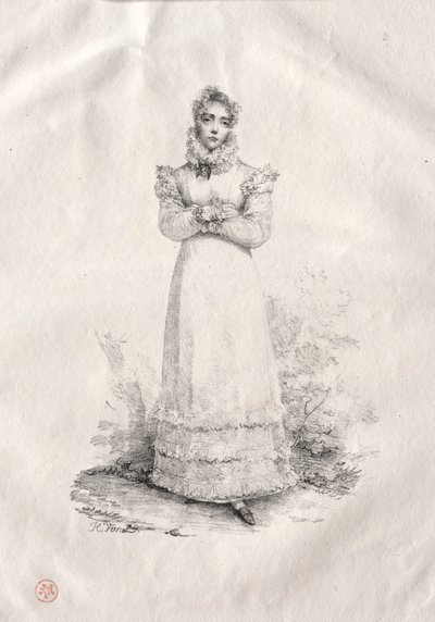 Ung kvinde stående af Emile Jean Horace Vernet