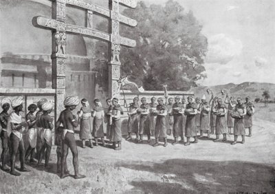 Udlændinge i Sanchi med ofringer, BC 145 (litografi) af Horace van Ruith