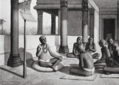 Sankaracharya taler om den ene Gud, AD 815 (litografi) af Horace van Ruith