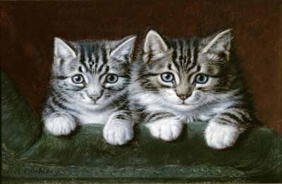 To Tabby killinger (olie på lærred) af Horatio Henry Couldery