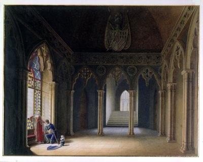 Riddernes afrejse (akvarel) af Hortense de Beauharnais