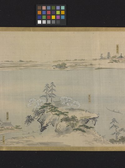 Three Gods Of Fortune On A Pleasure Outing (blæk og lyse farver på papir) af Hosoda Eishi