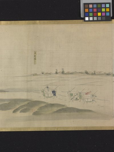 Three Gods Of Fortune On A Pleasure Outing (blæk og lyse farver på papir) af Hosoda Eishi