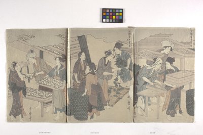 Triptykon (blæk på papir) af Hosoda Eishi