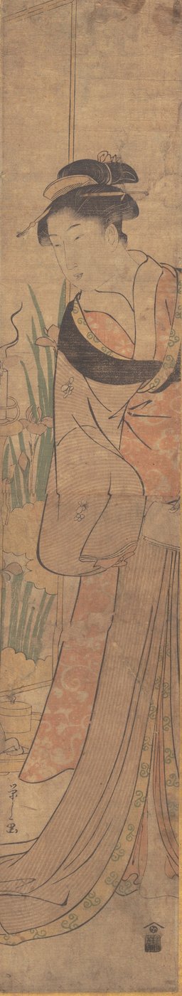 Young Lady og Iris Garden. af Hosoda Eishi