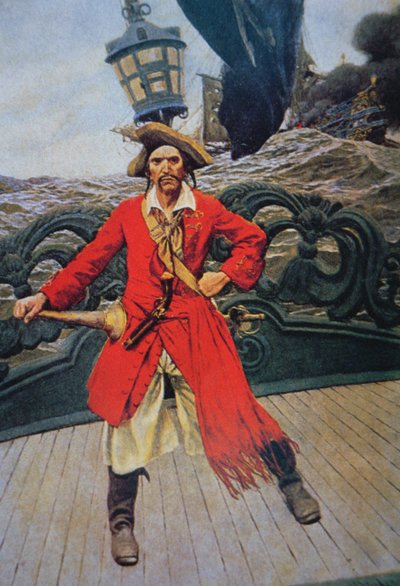 A Pirate Chief (farve litho) af Howard (after) Pyle