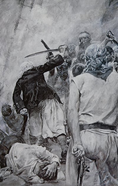 En piratkamp (litho) af Howard (after) Pyle