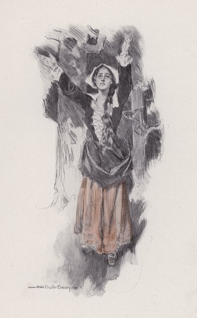 Illustration til Evangeline, A Tale of Arcadie, af Henry Wadsworth Longfellow (litho) af Howard Chandler (after) Christy