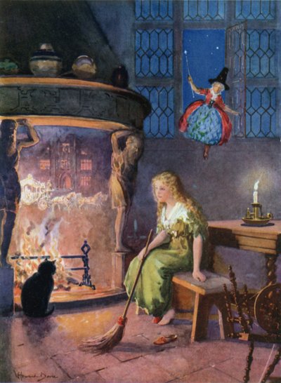 Askepot (farve litho) af Howard Davie