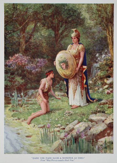 "Tør du stå over for sådan et monster som dette?" (farve litho) af Howard Davie