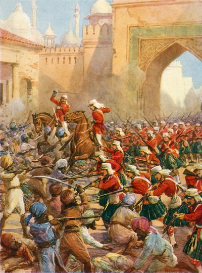 Sir Henry Havelock ved Relief of Lucknow (farve litho) af Howard Davie