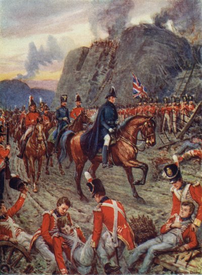 Hertugen af Wellington, ved belejringen af Badajos (farve litho) af Howard Davie