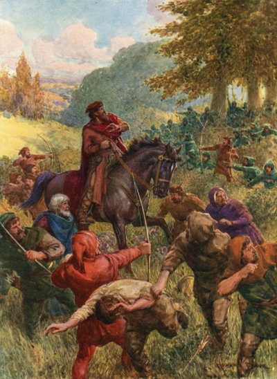"The Rescue of Sir Richard of the Lea" (farve litho) af Howard Davie