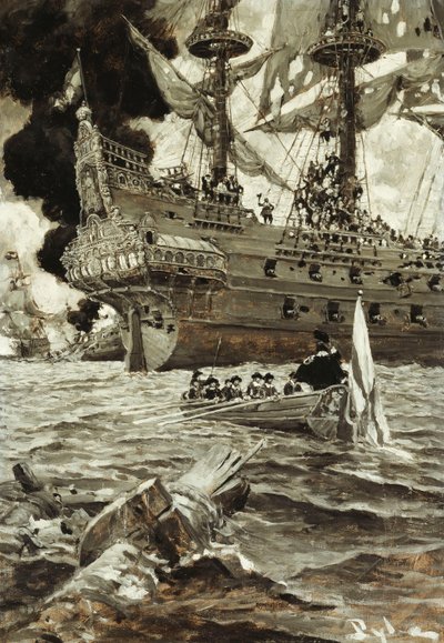 A Business Transaction: The Admiral Came in His Gig of State, dani af Howard Pyle