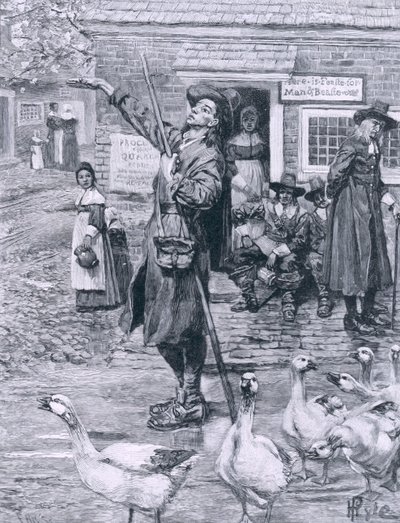 En Quaker Exhorter i New England, illustration fra 