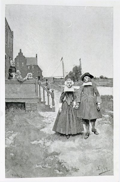 Langs kanalen på Old Manhattan, illustration fra 