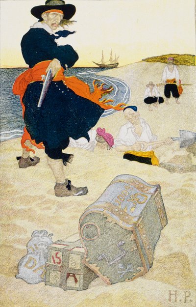 Buried Treasure, begyndelsen af det 20. århundrede (bogillustration) af Howard Pyle