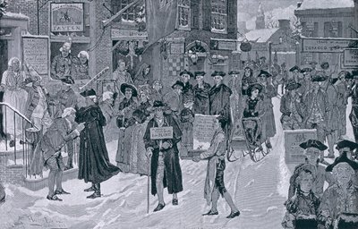 Christmas Morning in Old New York Before the Revolution, illustration fra Harper