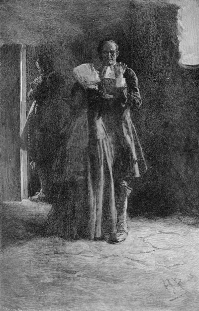 Giles Corey in Prison, indgraveret af Frank French (1850-1933) illustration fra 