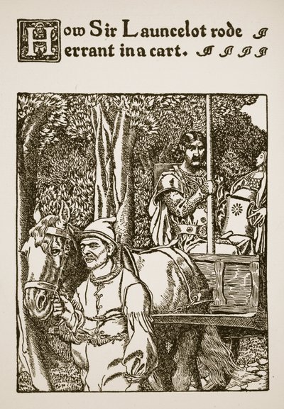 Hvordan Sir Launcelot red vildfarent i en vogn, illustration fra 