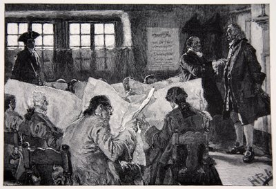 I læsesalen i et kaffehus i New York af Howard Pyle