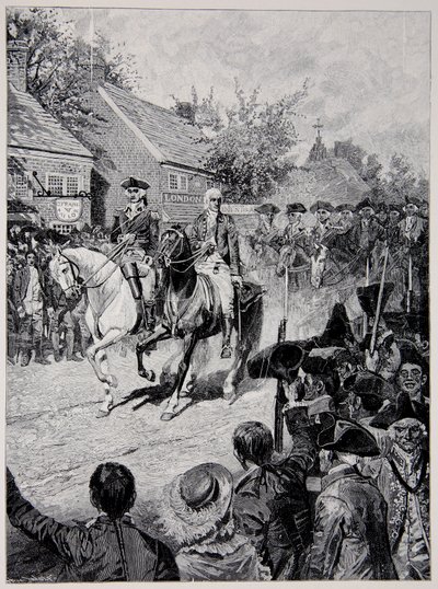 Den civile procession ledet af general Washington og guvernør Clinton af Howard Pyle