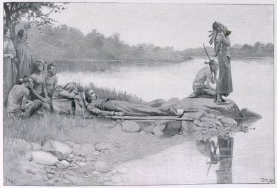 The Death of Indian Chief Alexander, bror til kong Philip, illustration fra 