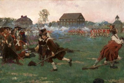 Kampen på Lexington Common, 19. april 1775 af Howard Pyle