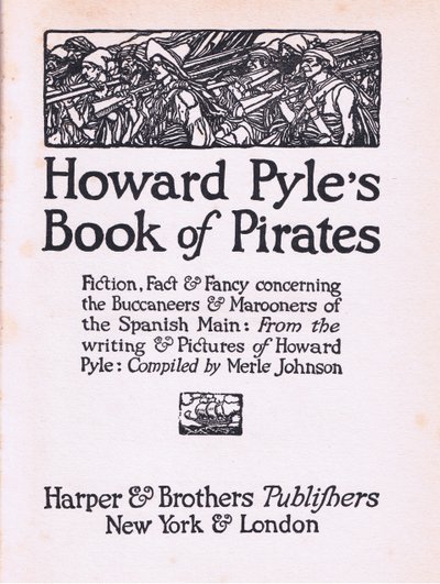 Titelside fra Howard Pyles Book of Pirates udgivet af Harper & Bros, 1921 af Howard Pyle