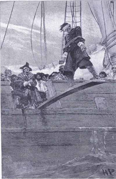 Walking the plank, fra Howard Pyles Book of Pirates udgivet af Harper & Bros, 1921 af Howard Pyle