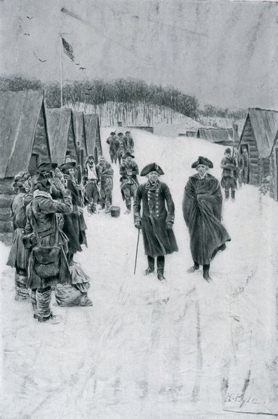 Washington og Steuben ved Valley Forge, illustration fra 